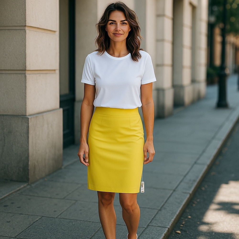 NWT Alfani Size 14 lined yellow pencil skirt. Perfect for any occasion